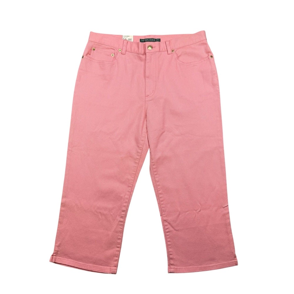 Lauren Jeans Co Jeans Women's 12 Pink Crop Denim Straight Leg Summer Casual NWT